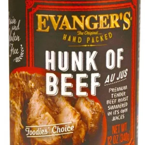Evanger's Hand Packed Wet Dog Food Hunk of Beef 12oz 12pk