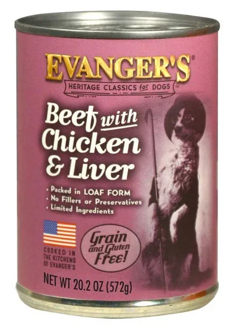 Evanger's Heritage Classic Wet Dog Food Beef, Chicken & Liver 20.2oz 12pk - Image 2