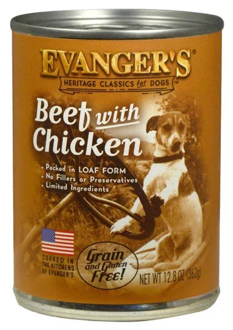Evanger's Heritage Classic Wet Dog Food Beef w/Chicken 12.8oz 12pk - Image 2
