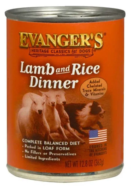 Evanger's Heritage Classic Wet Dog Food Lamb & Rice 12.8oz 12pk - Image 2