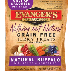 Evanger's Nothing But Natural Grain Free Jerky Dog Treats Buffalo 4.5 oz
