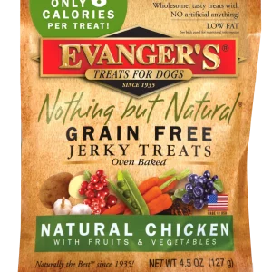 Evanger's Nothing But Natural Grain Free Jerky Dog Treats Chicken 4.5 oz