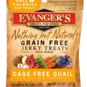 Evanger's Nothing But Natural Grain Free Jerky Dog Treats Quail 4.5 oz
