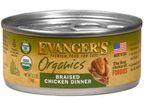 Evanger's Organics Wet Cat Food Braised Chicken 5.5oz - Image 2