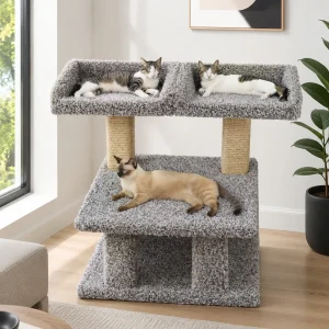 Extra Large Cat Post with Dual Window Perches for Large Cats