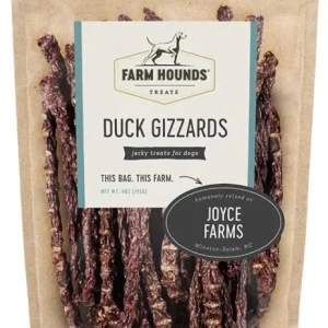 Farm Hounds – Duck Gizzards – Premium Natural Duck Jerky for Dogs – from 100% Humanely Raised Duck – Break-to-Size – Great for Training & Treats – No Added Fillers – Made in USA – 4oz – 1 Pack