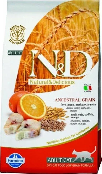 Farmina Natural And Delicious Adult Codfish & Orange Dry Cat Food-3.3-lb-{L+1} - Image 2