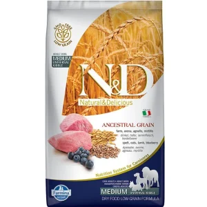 Farmina N&d Ancestral Low Grain Medium Adult Lamb & Blueberry Dry Dog Food-5.5-lb-{L+x}(DD)