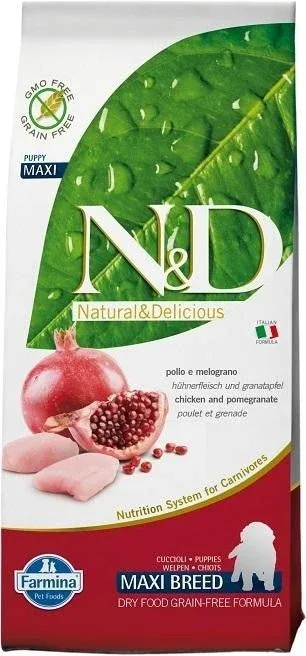 Farmina N&d Natural And Delicious Grain Free Maxi Puppy Chicken & Pomegranate Dry Dog Food-26.4-lb-{L-x} - Image 2