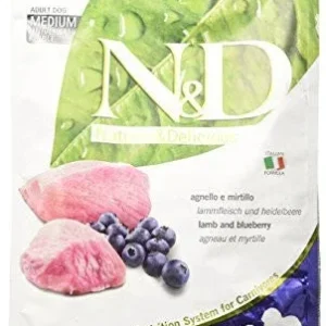 Farmina N&d Natural And Delicious Grain Free Medium Adult Lamb & Blueberry Dry Dog Food-5.5-lb-{L+1}