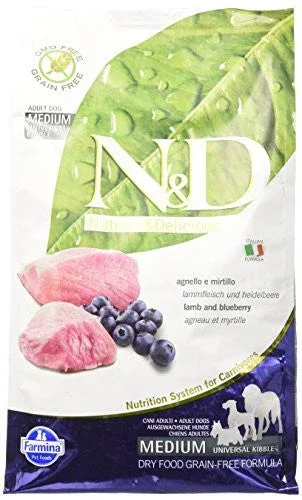 Farmina N&d Natural And Delicious Grain Free Medium Adult Lamb & Blueberry Dry Dog Food-5.5-lb-{L+1}