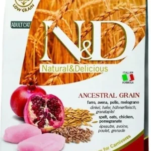 Farmina N&d Natural And Delicious Low Grain Adult Chicken & Pomegranate Dry Cat Food-3.3-lb-{L-x}