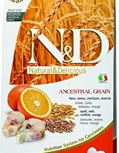 Farmina N&d Natural And Delicious Low Grain Medium Adult Codfish & Orange Dry Dog Food-26.4-lb-{L+x}