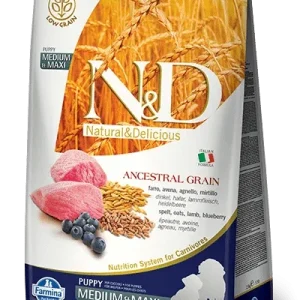Farmina N&d Natural And Delicious Low Grain Medium & Maxi Puppy Lamb & Blueberry Dry Dog Food-26.4-lb-{L+1x}
