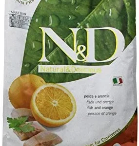Farmina N&d Natural And Delicious Medium/maxi Adult Fish & Oange Dry Dog Food-5.5-lb-{L+x}