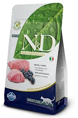 Farmina N&d Natural And Delicious Prime Adult Lamb & Blueberry Dry Cat Food-3.3-lb-{L-x} - Image 2