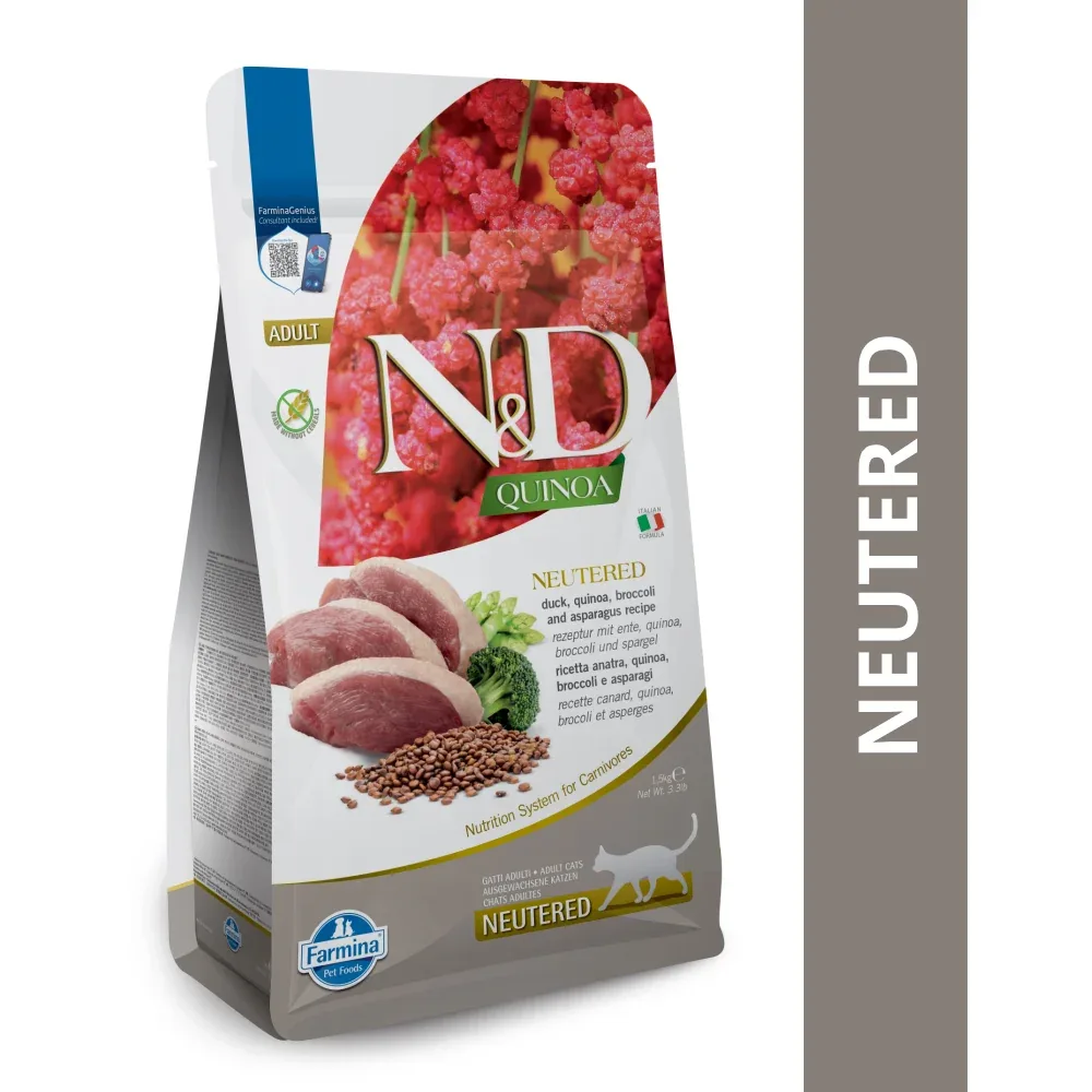 Farmina N&D Neutered Quinoa Duck, Broccoli & Asparagus Adult Cat Dry Food