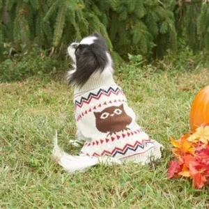 Fashion Pet Owl Sweater - Cream Dog Knit Sweater, Small