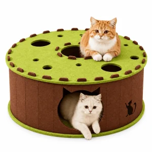 Felt Cat Tunnel & Hideaway – 2-in-1 Interactive Playhouse & Cozy Bed