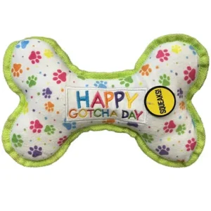 Fetch Your Own Adventure Happy Gotcha Day Bone Plush Dog Toy
