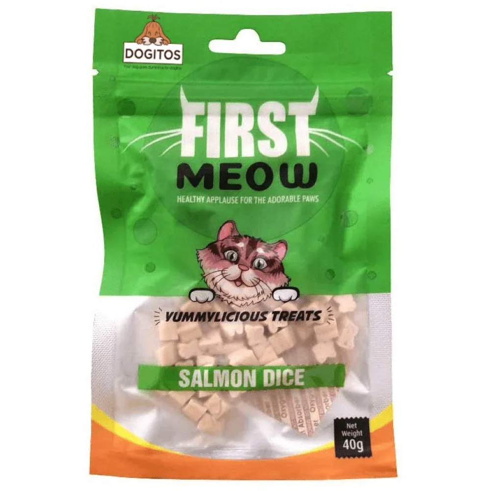 First Meow Salmon Dice, Chicken Sandwich and Soft Chicken Strip Cat Treat Combo - Image 2