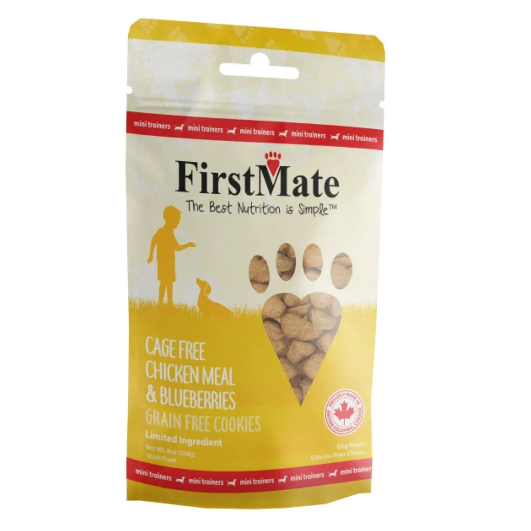 Firstmate Dog Limited Ingredient Grain-Free Mini Chicken Blueberry Dog Treat 8 oz