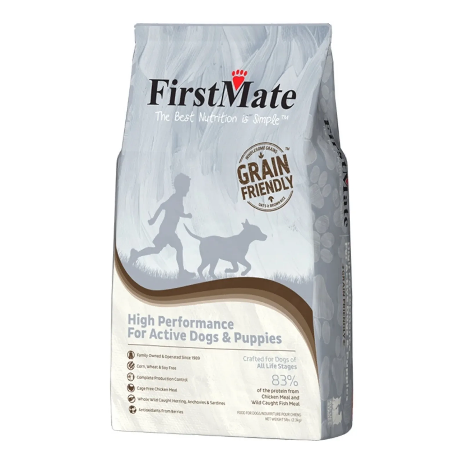 Firstmate Grain Friendly High Performance Active Dog & Puppies Dog Food, 5 lb