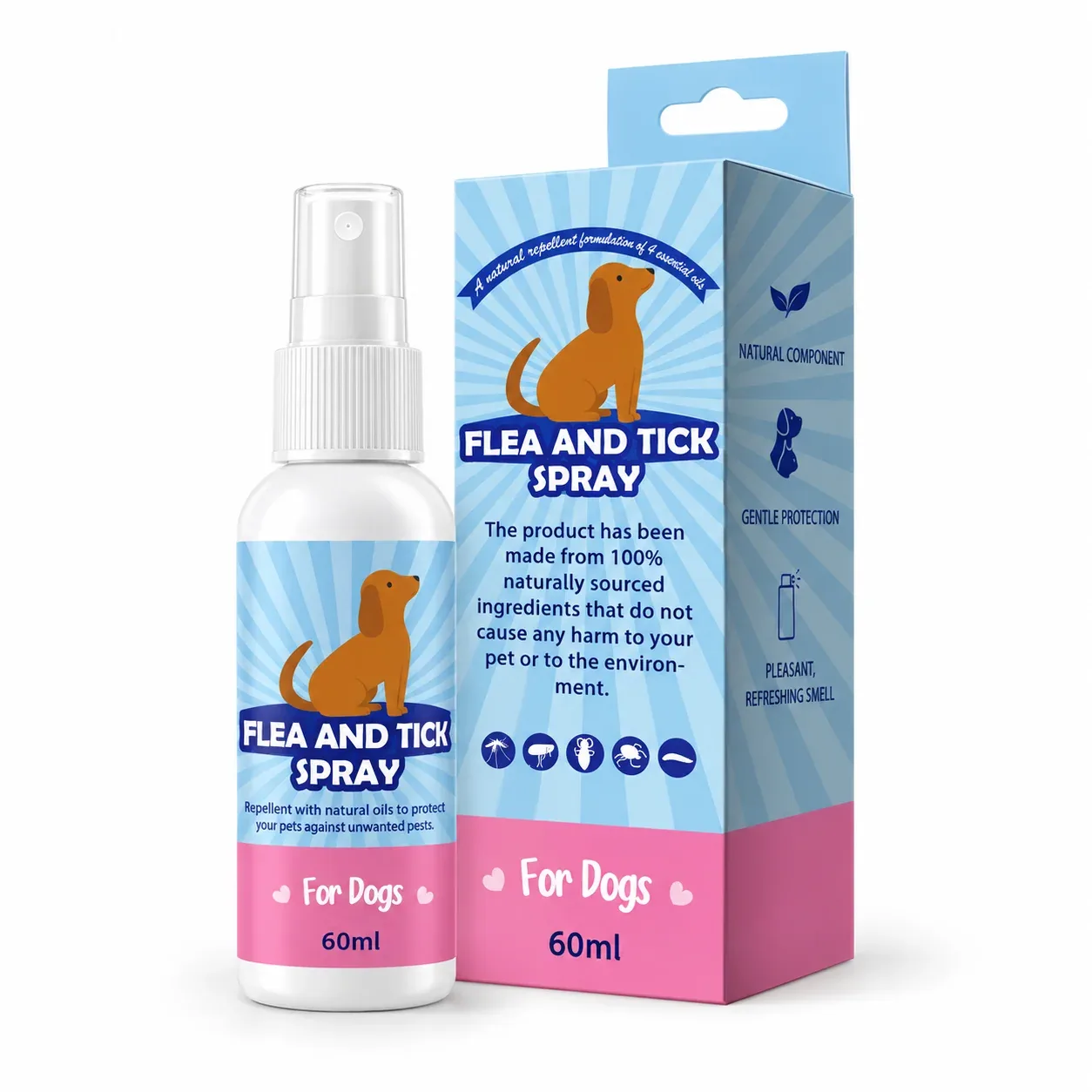 Flea & Tick Spray – Choose Dog or Cat Formula, 2 fl oz (60 mL)