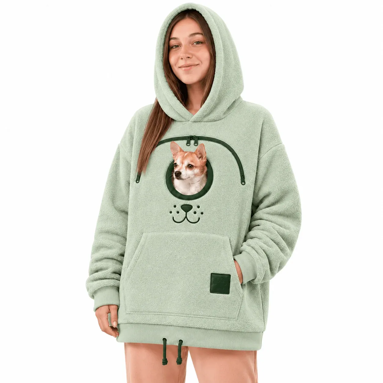 Fleece Pet Carrier Hoodie – Cozy Pullover for Small Dogs