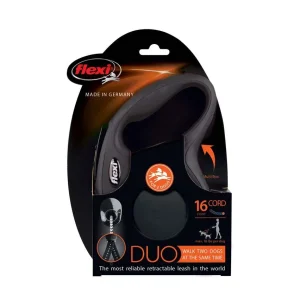 Flexi Classic Duo Cord Dog Leash Black 16ft MD up to 44lb