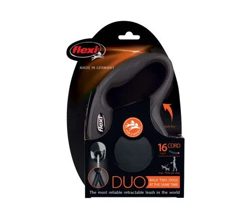 Flexi Classic Duo Cord Dog Leash Black 16ft MD up to 44lb - Image 2