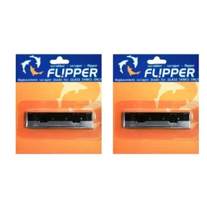 Flipper Cleaner Stainless Steel Replacement Blades for Glass Aquariums Black Standard 2 Pack
