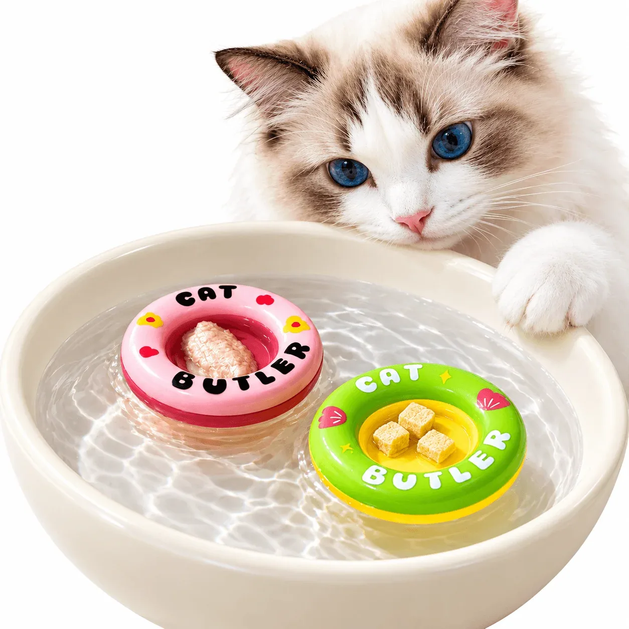 Floating Cat Water Dishes (2-Pack) – Treat-Friendly Drinking Bowl Inserts