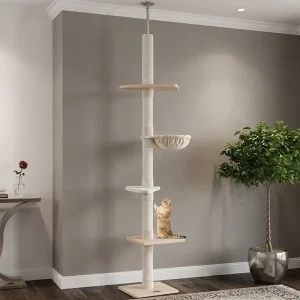 Floor-to-Ceiling Cat Tree – 5-Tier Climbing Tower with Sisal Posts