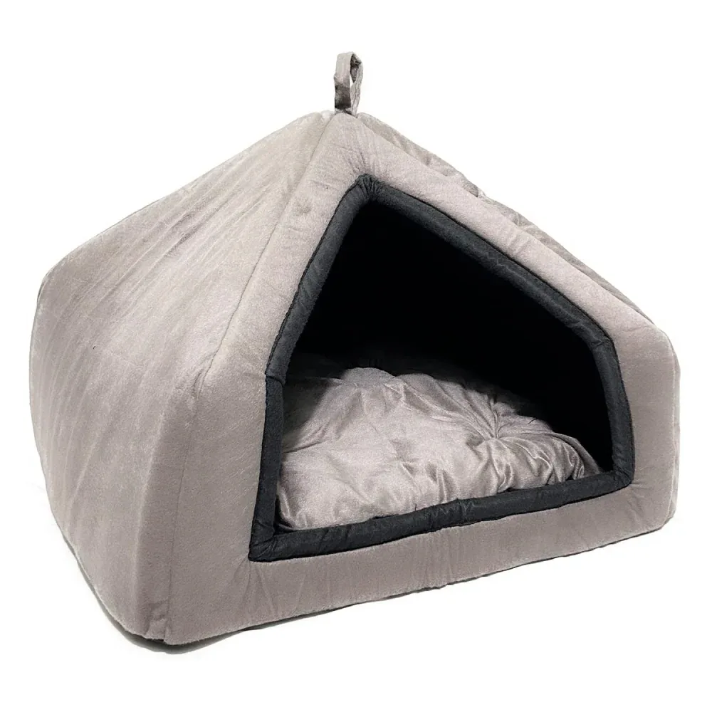 Fluffy's Pawsome Premium Soft Velvet Fabric Bed for Dogs and Cats (Grey)