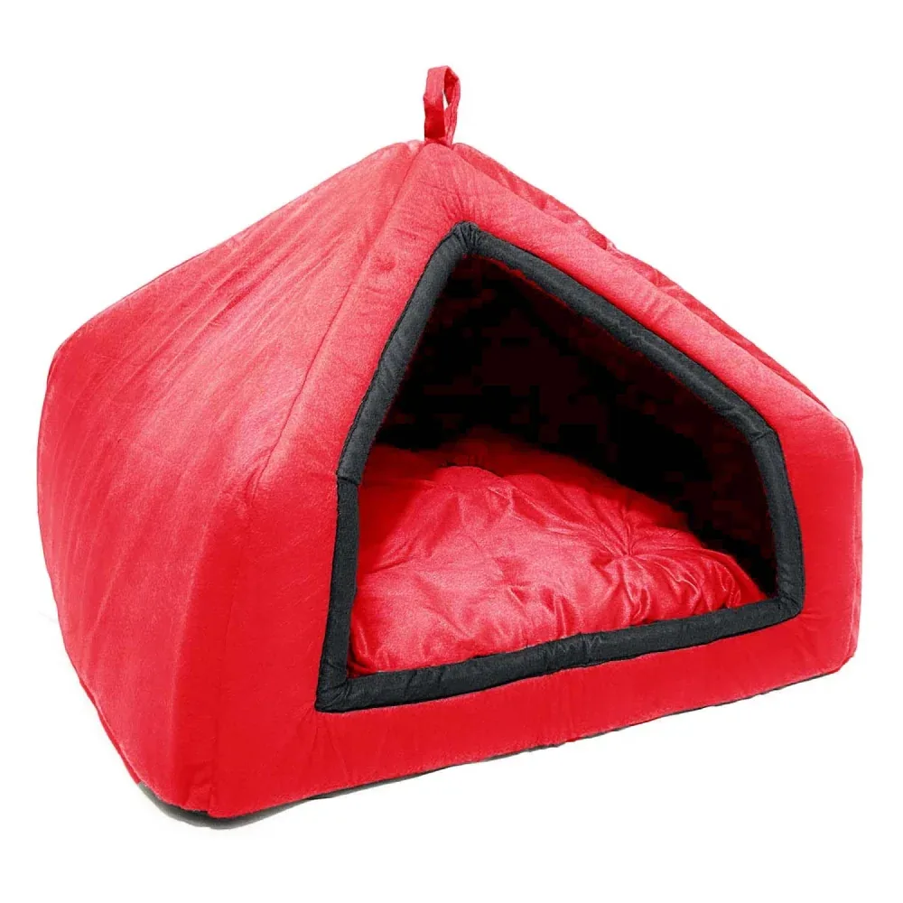 Fluffy's Pawsome Premium Soft Velvet Fabric Bed for Dogs and Cats (Red)