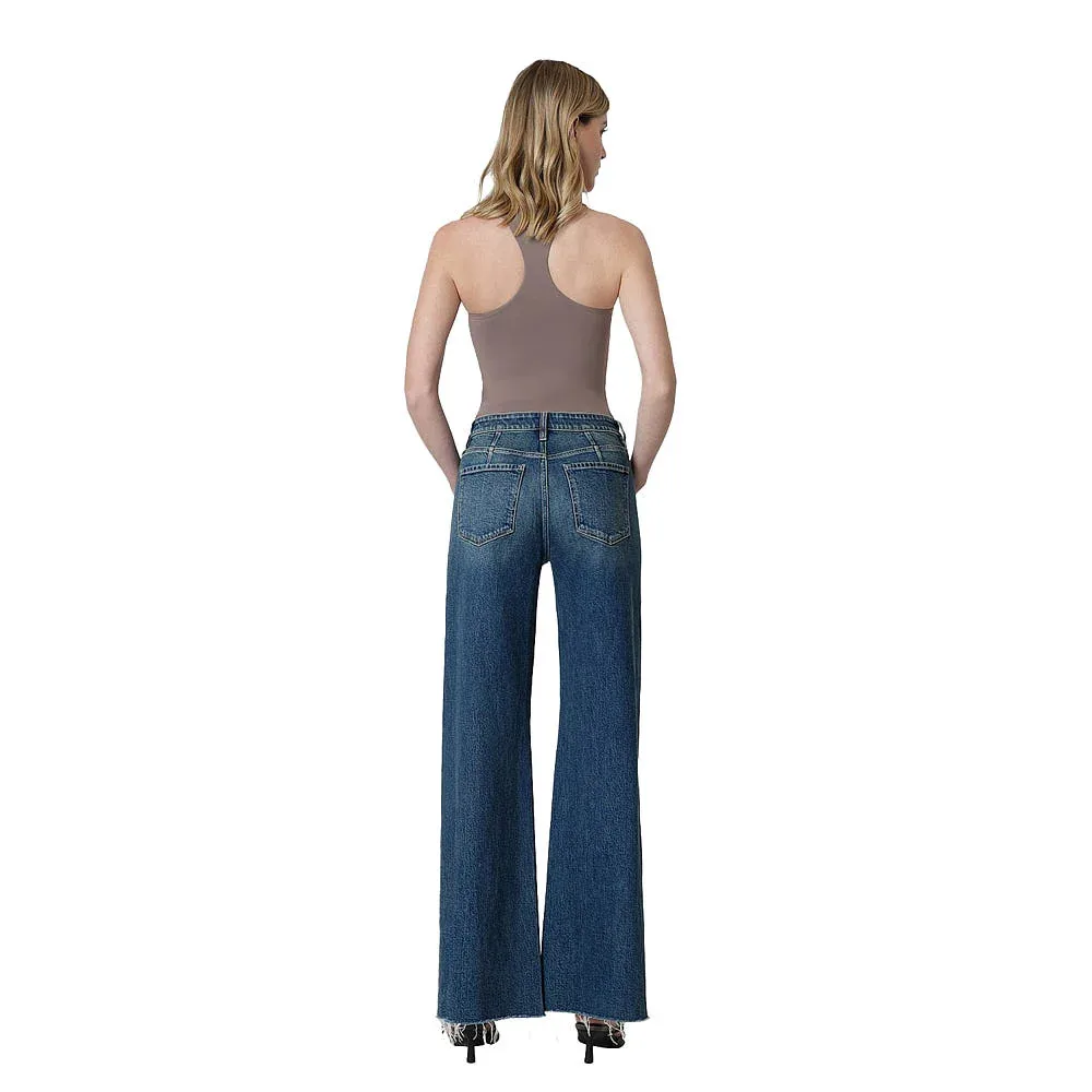 Flying Monkey Women's Beautify High Rise Side Seam Dark Wide Leg - Image 2