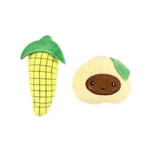 Fog City Pet Corn & Avocado Duo Plush Catnip Cat Toys, 2