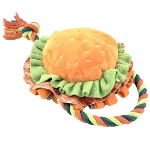 Fog City Pet Hamburger Snuffle & Tug Plush Interactive Dog Toy