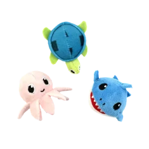 Fog City Pet Ocean Squad Trio Plush Catnip Cat Toys, 3