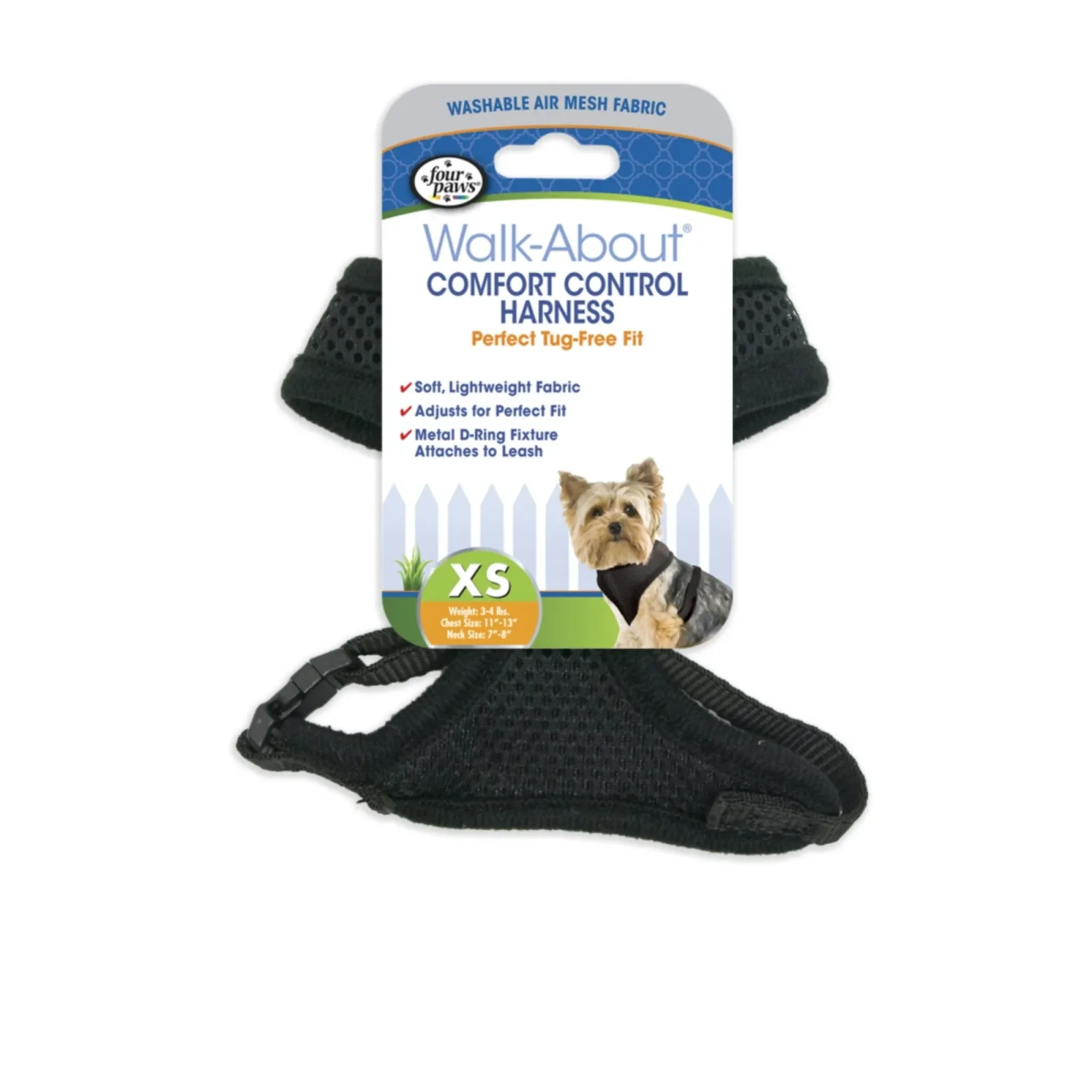 Four Paws Comfort Control Dog Harness Black Extra Small