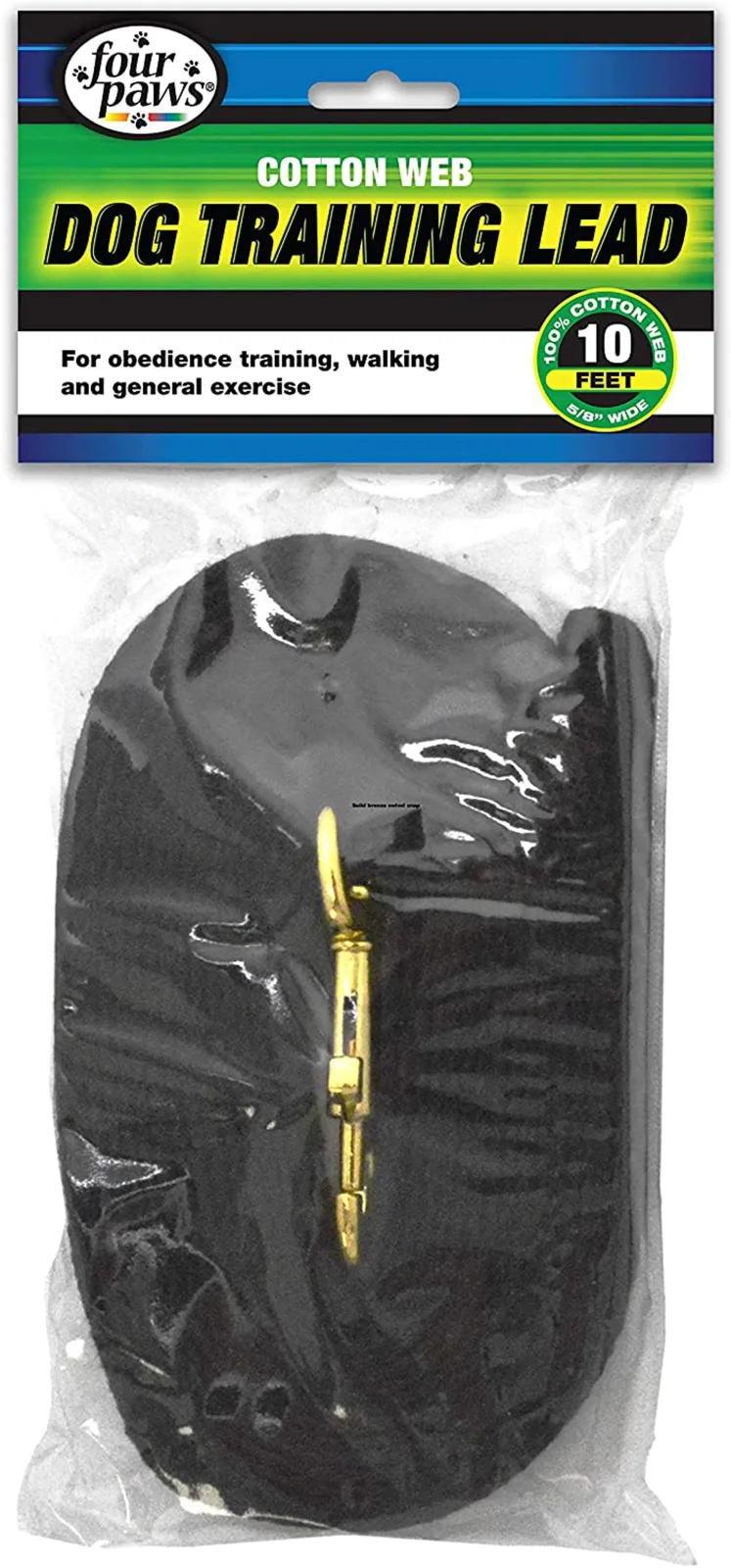 Four Paws Cotton Web Dog Lead, Black, 10 ft