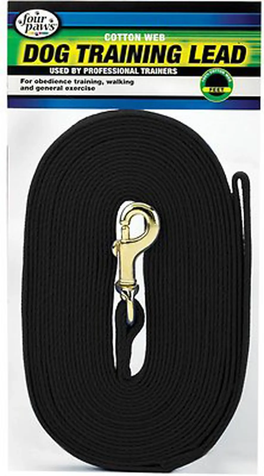 Four Paws Cotton Web Dog Lead, Black, 15 ft