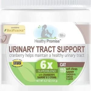 Four Paws Healthy Promise Cat Urinary Tract Supplement Soft Chews Savory Chicken Cheese, 4.27 oz, 110 ct