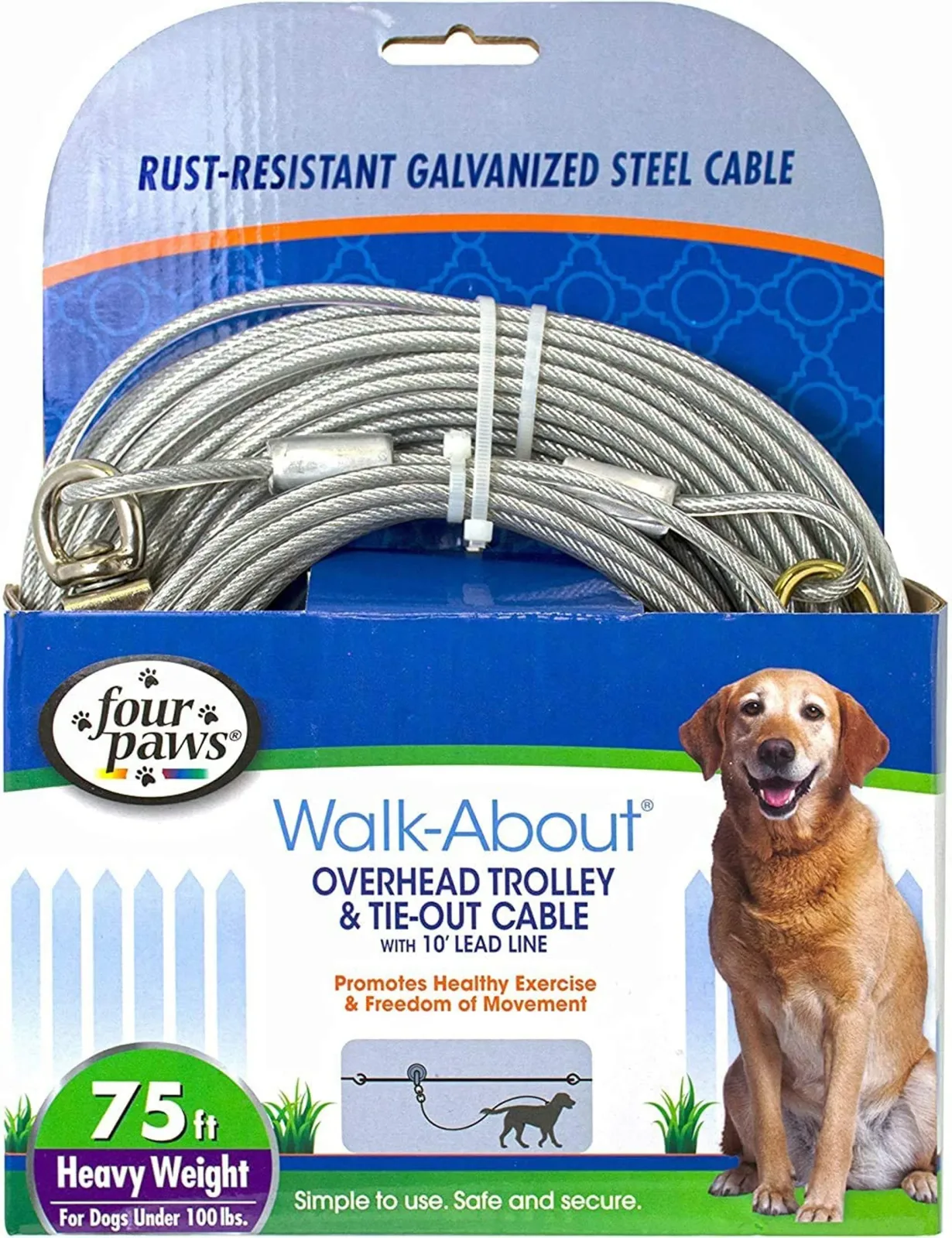 Four Paws Heavy Weight Dog Trolley Exerciser Silver, 75 ft