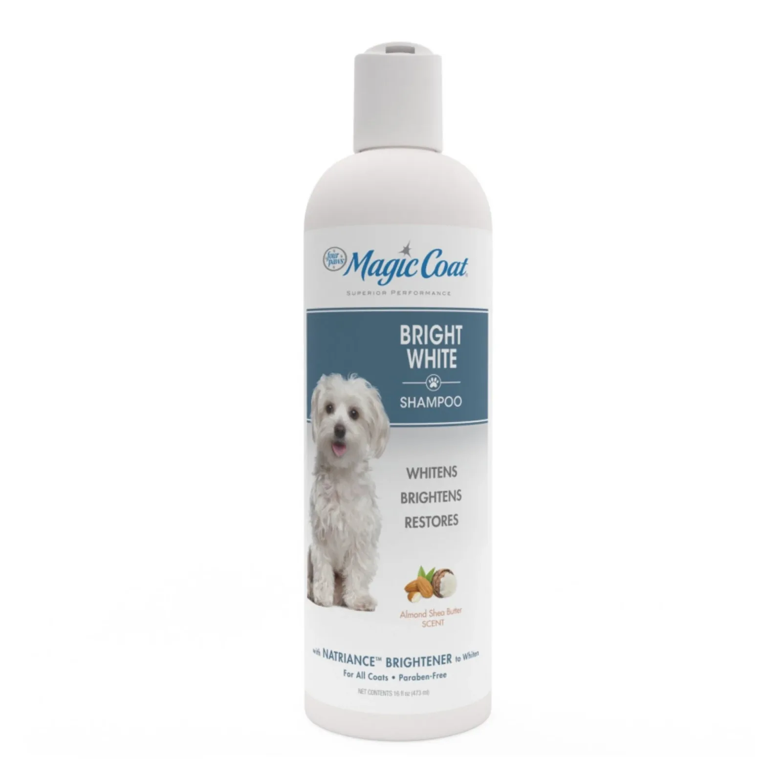 Four Paws Magic Coat Bright White Dog Shampoo Almond Shea Butter, 16 oz, 1 ct