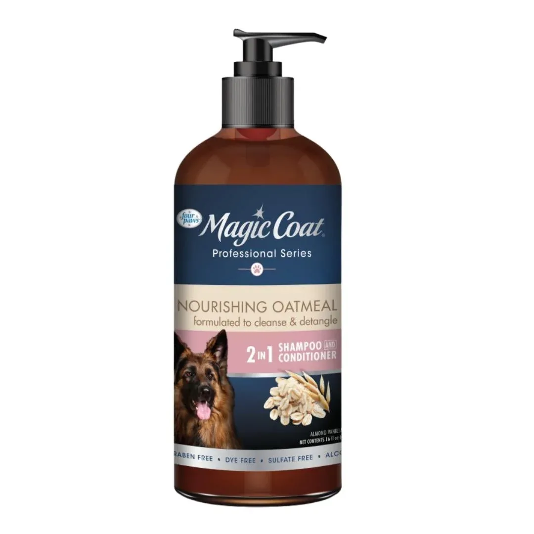 Four Paws Magic Coat Professional Series Nourishing Oatmeal 2-in-1 Detangling Dog Shampoo and Conditioner Almond Vanilla, 16 oz, 1 ct