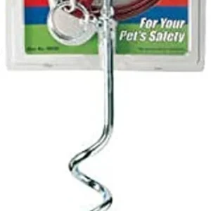 Four Paws Walk About TieOut Dog Spiral Stake, Silver, 15 ft