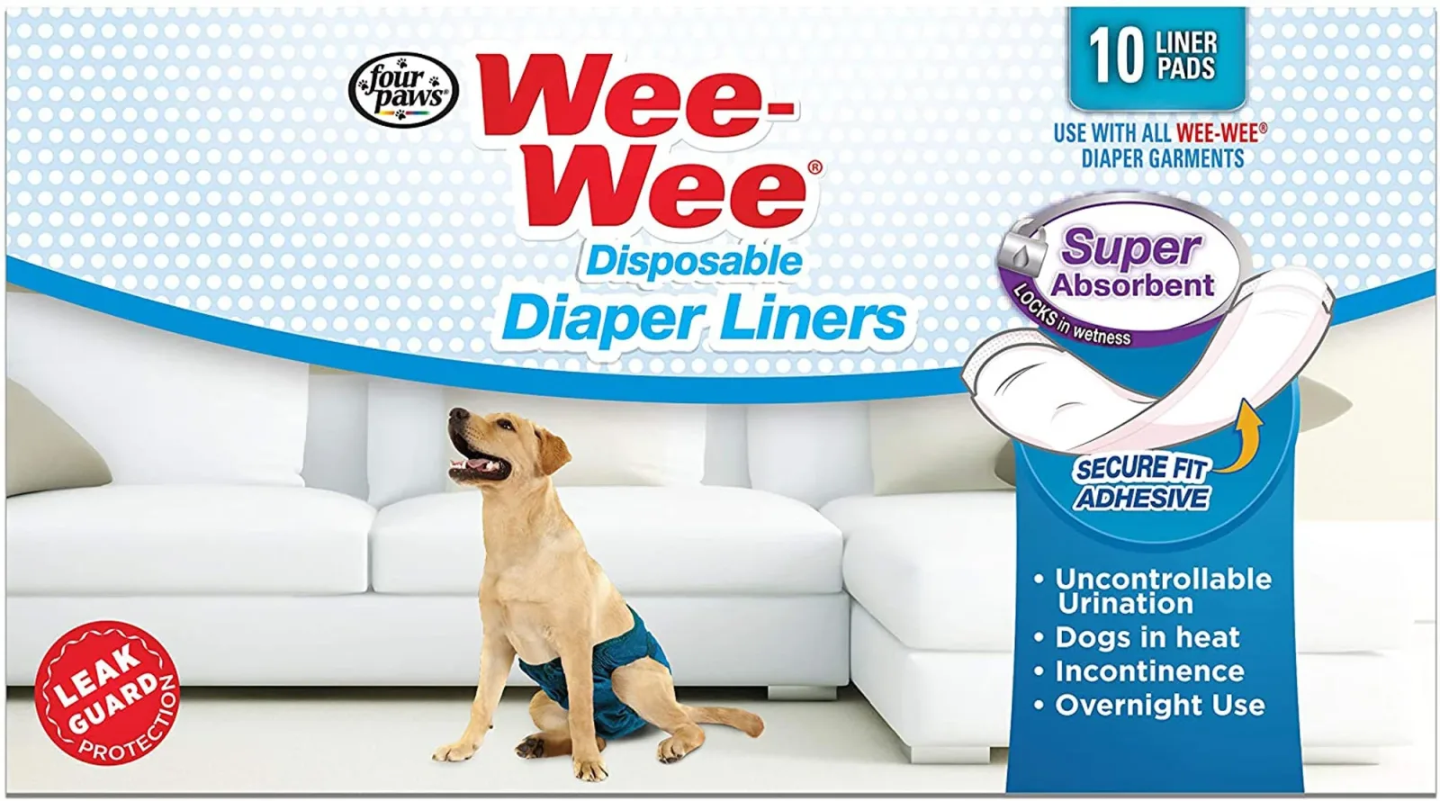 Four Paws Wee Wee Dog Diaper Garment Pads 24 ct