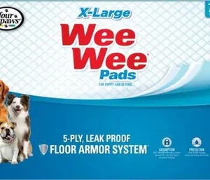 Four Paws Wee-Wee Pads 75 pack Extra Large White 28" x 34" x 0.1
